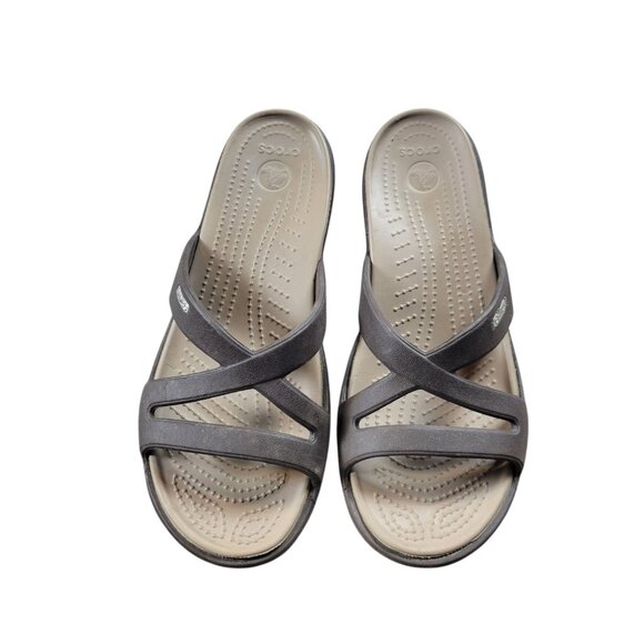 Crocs Patricia Wedge Sandal Women's 9 Brown Strap Lightweight Open Toe - Picture 1 of 5